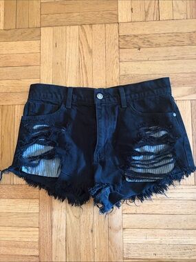 Black Distressed Women’s Denim Shorts - PISTOLA